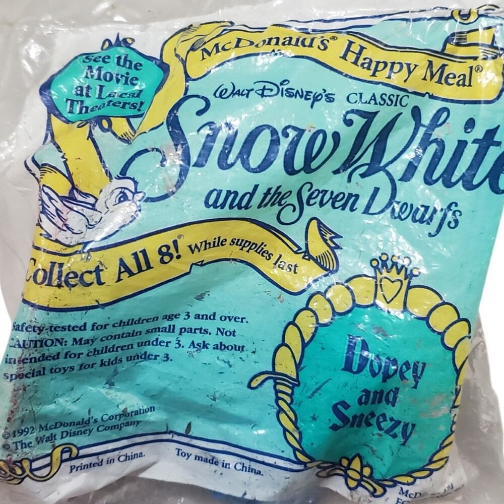 1992 McDonald's Disney's Snow White and the Seven Dwarfs Dopey and Sneezy New